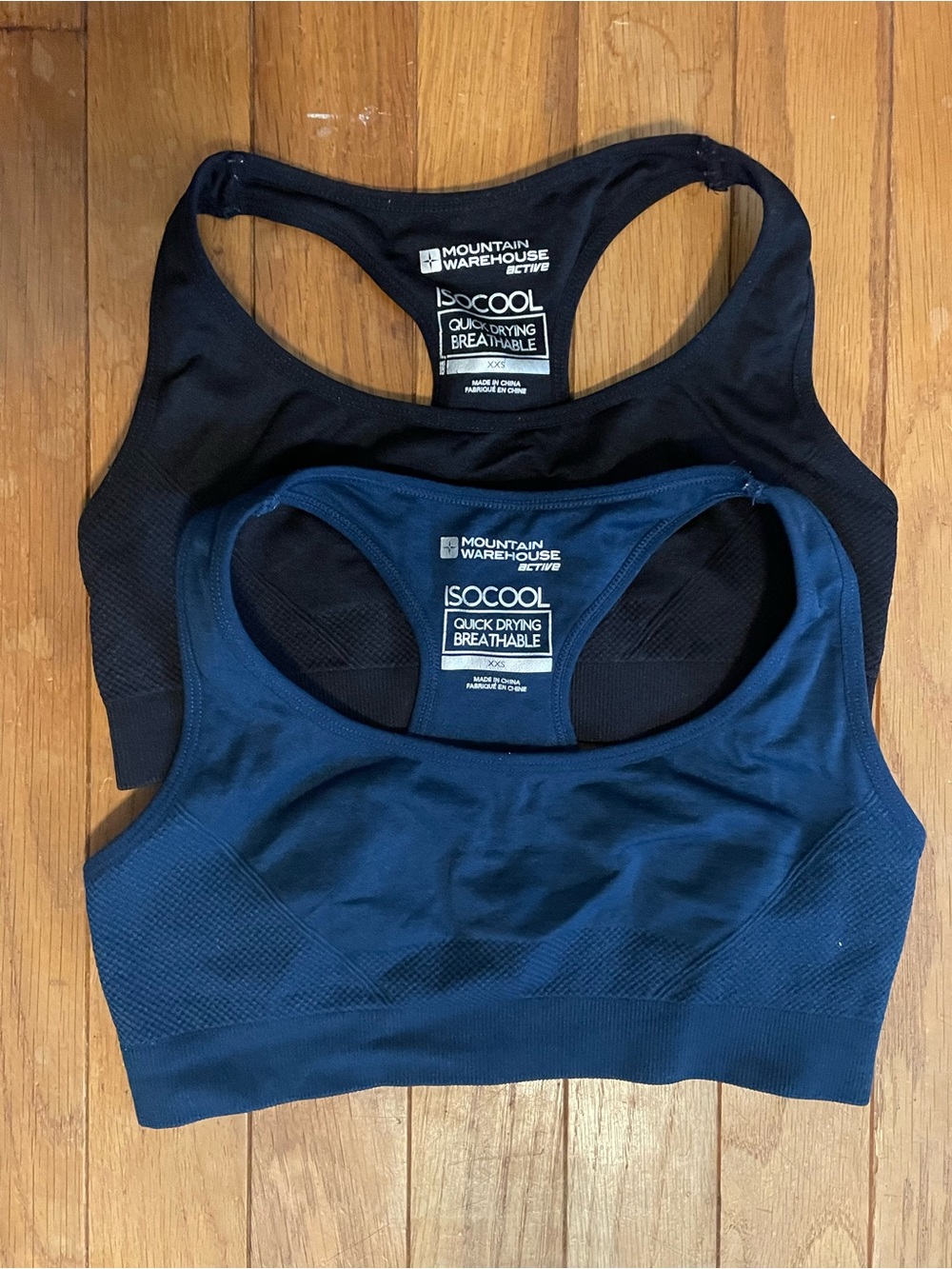 Mountain Warehouse Women's XXS Racerback Sports Bra- Black & Navy, teen-friendly